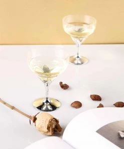 HIER_5430 6 Pack 5oz Silver Hard Plastic Champagne Glasses, Disposable Wine Goblet - Detachable Cups