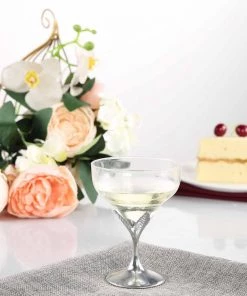 HIER_5430 6 Pack 5oz Silver Hard Plastic Champagne Glasses, Disposable Wine Goblet - Detachable Cups