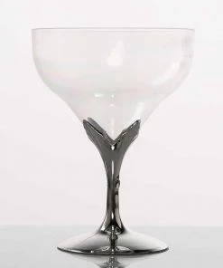 HIER_5430 6 Pack 5oz Silver Hard Plastic Champagne Glasses, Disposable Wine Goblet - Detachable Cups