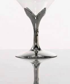 HIER_5430 6 Pack 5oz Silver Hard Plastic Champagne Glasses, Disposable Wine Goblet - Detachable Cups