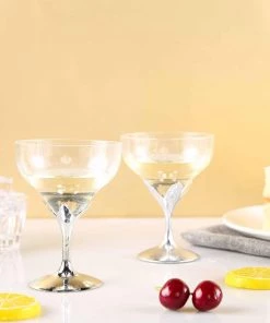 HIER_5430 6 Pack 5oz Silver Hard Plastic Champagne Glasses, Disposable Wine Goblet - Detachable Cups