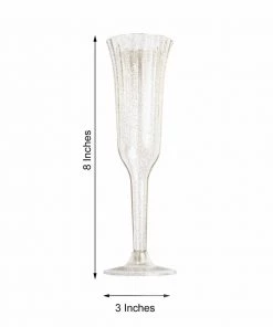 HIER_5430 12 Pack 6oz Plastic Champagne Flutes, Disposable Glasses | Gold Glitter Sprinkled | Flared Design | Detachable Base Disposable Dinnerware 11 HIER_5430 12 Pack 6oz Plastic Champagne Flutes, Disposable Glasses | Gold Glitter Sprinkled | Flared Design | Detachable Base Disposable Dinnerware