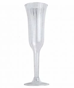 HIER_5430 12 Pack 6oz Plastic Champagne Flutes, Disposable Glasses | Silver Glitter Sprinkled | Flared Design | Detachable Base Disposable Dinnerware 16 HIER_5430 12 Pack 6oz Plastic Champagne Flutes, Disposable Glasses | Silver Glitter Sprinkled | Flared Design | Detachable Base Disposable Dinnerware