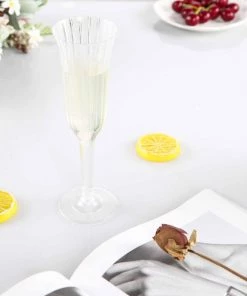 HIER_5430 12 Pack | 6oz | Plastic Champagne Flutes Disposable | Clear | Flared Design | Detachable Clear Base