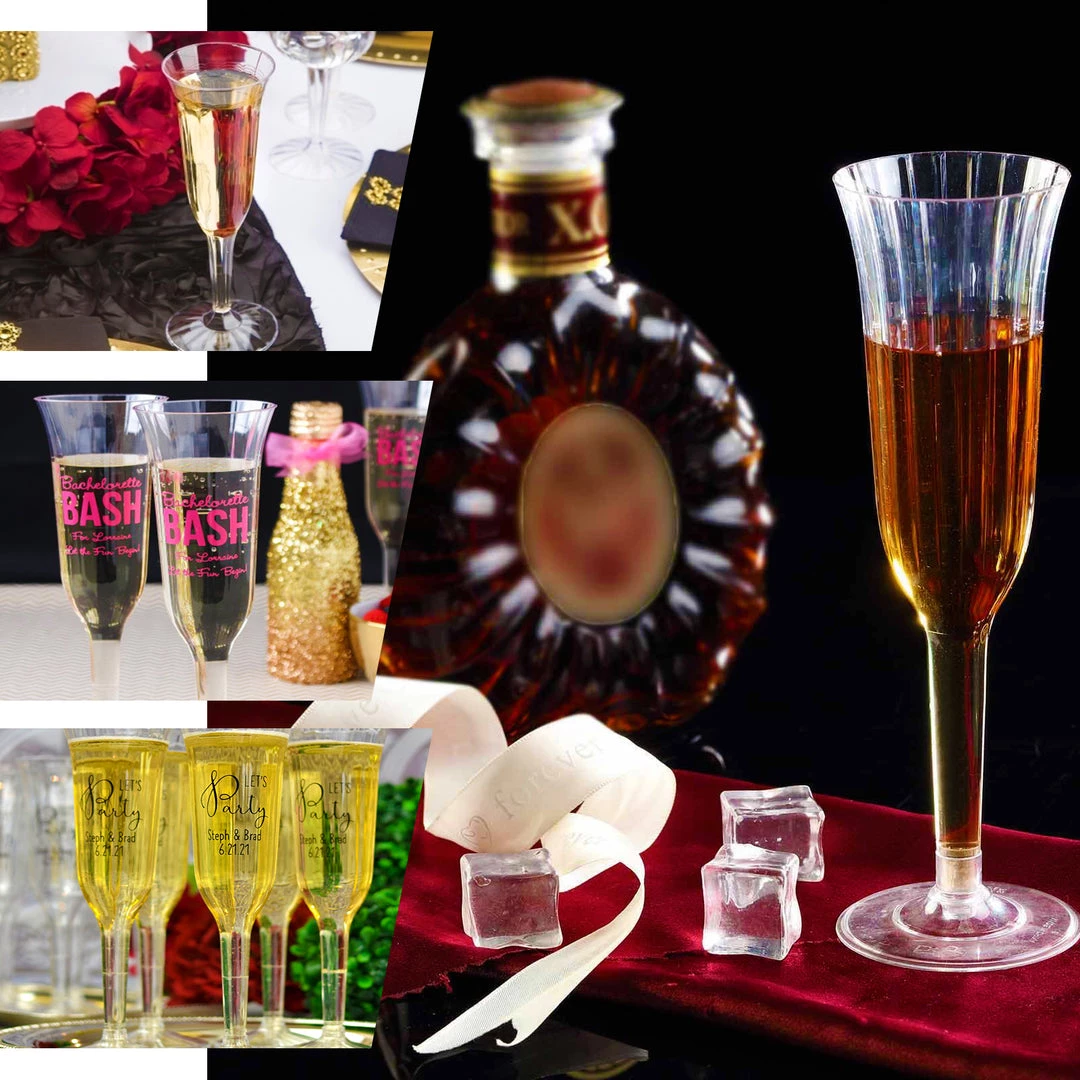 HIER_5430 12 Pack 6oz Plastic Champagne Flutes, Disposable Glasses | Silver Glitter Sprinkled | Flared Design | Detachable Base Disposable Dinnerware 5 HIER_5430 12 Pack 6oz Plastic Champagne Flutes, Disposable Glasses | Silver Glitter Sprinkled | Flared Design | Detachable Base Disposable Dinnerware