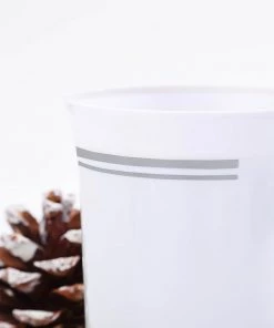HIER_5430 8 Pack 8oz White With Silver Rim Plastic Coffee Cups, Disposable Coffee Mug