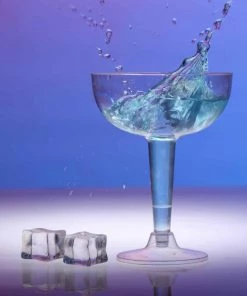 HIER_5430 20 Pack 4oz Clear Coupe Plastic Champagne Glasses, Disposable Sherbet Glasses