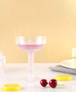 HIER_5430 20 Pack 4oz Clear Coupe Plastic Champagne Glasses, Disposable Sherbet Glasses