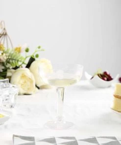 HIER_5430 20 Pack 4oz Clear Coupe Plastic Champagne Glasses, Disposable Sherbet Glasses