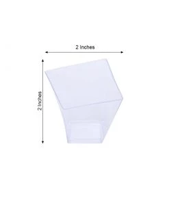 HIER_5410 50 Pack Clear 2oz Modern Square Twist Plastic Dessert Cups, Disposable Taster Cups