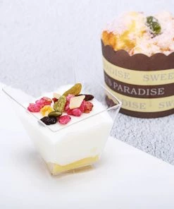 HIER_5410 50 Pack Clear 2oz Modern Square Twist Plastic Dessert Cups, Disposable Taster Cups