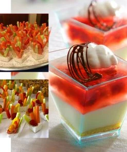 HIER_5410 50 Pack Clear 2oz Modern Square Twist Plastic Dessert Cups, Disposable Taster Cups