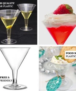 HIER_5430 10 Pack Clear 7oz Crystal Plastic Martini Glasses, Disposable Dessert Glasses 13 HIER_5430 10 Pack Clear 7oz Crystal Plastic Martini Glasses, Disposable Dessert Glasses