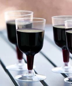 HIER_5430 20 Pack 6oz Clear Plastic Short Stem Wine Glasses, Disposable Wine Cups - Crystal Collection