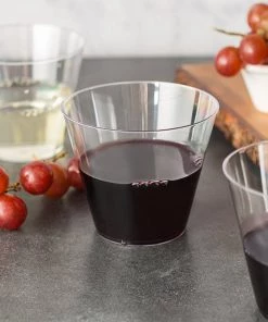 HIER_5430 25 Pack Clear 9oz Crystal Collection Plastic Tumblers Disposable Cups