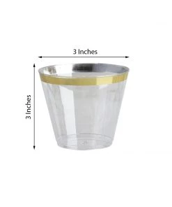 HIER_5430 25 Pack Gold 9oz Crystal Collection Plastic Tumblers Disposable Cups Disposable Dinnerware
