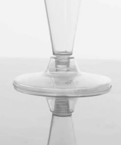 HIER_5430 12 Pack 7oz Clear Plastic Disposable Champagne Flute Glasses, Trumpet Design | Detachable Base Disposable Dinnerware