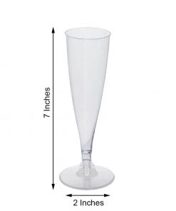 HIER_5430 12 Pack 5oz Clear Plastic Disposable Champagne Flute Glasses | Hollow Stem | Detachable Base 12 HIER_5430 12 Pack 5oz Clear Plastic Disposable Champagne Flute Glasses | Hollow Stem | Detachable Base