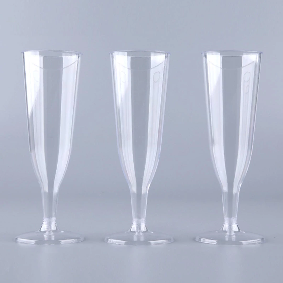 HIER_5430 12 Pack 5oz Clear Plastic Disposable Champagne Flute Glasses | Hollow Stem | Detachable Base 8 HIER_5430 12 Pack 5oz Clear Plastic Disposable Champagne Flute Glasses | Hollow Stem | Detachable Base