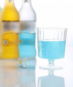 HIER_5430 Disposable Dinnerware 12 Pack 8oz Clear Design Plastic Wine Glasses, Disposable Wine Cups