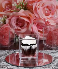 HIER_5410 Disposable Dinnerware 12 Pack Clear Plastic Favor Box, Disposable Wedding Cake Cube