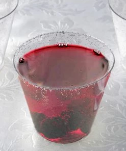 HIER_5430 12 Pack 9oz Silver Glittered Plastic Cups, Disposable Party Glasses Disposable Dinnerware