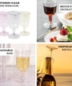 HIER_5430 12 Pack 7oz Glittered Plastic Disposable Short Stem Wine Glasses Cups - Gold Disposable Dinnerware 9 HIER_5430 12 Pack 7oz Glittered Plastic Disposable Short Stem Wine Glasses Cups - Gold Disposable Dinnerware