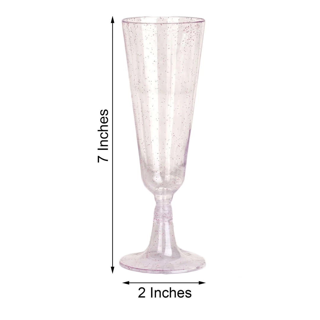 HIER_5430 12 Pack 5oz Blush/Rose Gold Plastic Disposable Champagne Glasses Flutes, Short Stem Glitter Sprinkled Trumpet Design | Detachable Base Disposable Dinnerware 3 HIER_5430 12 Pack 5oz Blush/Rose Gold Plastic Disposable Champagne Glasses Flutes, Short Stem Glitter Sprinkled Trumpet Design | Detachable Base Disposable Dinnerware