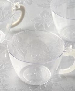 HIER_5430 Disposable Dinnerware 12 Pack 6oz Disposable Plastic Coffee Tea Cups With Handle