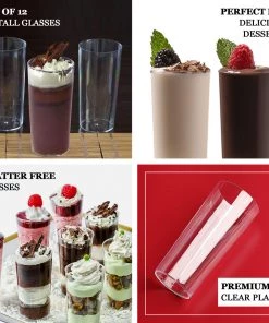 HIER_5430 Disposable Dinnerware 12 Pack 5oz Tall Slim Plastic Disposable Dessert Cups Shooter Glasses 17 HIER_5430 Disposable Dinnerware 12 Pack 5oz Tall Slim Plastic Disposable Dessert Cups Shooter Glasses
