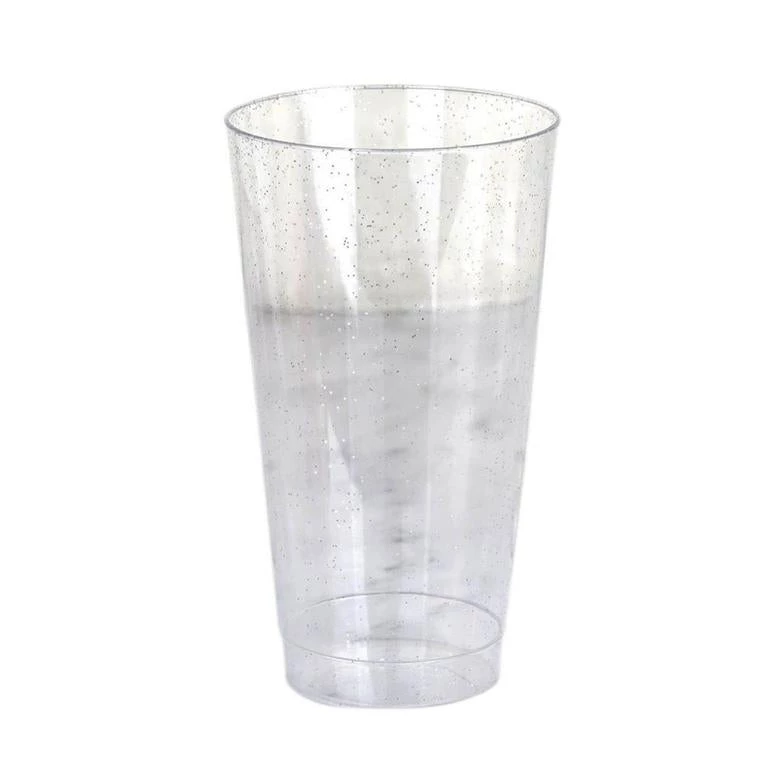 HIER_5430 Disposable Dinnerware 12 Pack 17oz Silver Glitter Sprinkled Plastic Cups Disposable Glasses 6 HIER_5430 Disposable Dinnerware 12 Pack 17oz Silver Glitter Sprinkled Plastic Cups Disposable Glasses