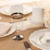 HIER_5430 Disposable Dinnerware 12 Pack 6oz Silver Detailed Plastic Disposable Short Wine Glasses Cups - Short Stem Clear