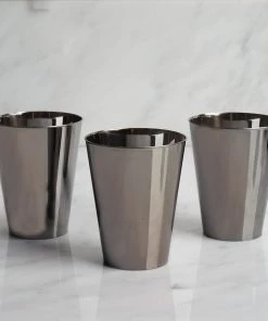 HIER_5430 Disposable Dinnerware 12 Pack 7oz Elegant Sleek Silver Plastic Cups, Chrome Disposable Cups