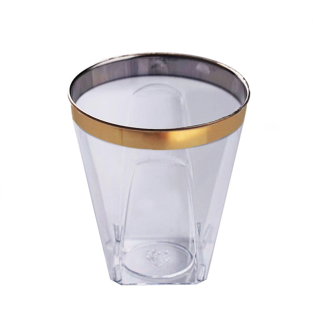 HIER_5430 12 Pack 2oz Gold Rimmed Plastic Disposable Shot Glasses Disposable Dinnerware 8 HIER_5430 12 Pack 2oz Gold Rimmed Plastic Disposable Shot Glasses Disposable Dinnerware