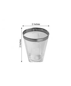 HIER_5430 12 Pack 2oz Silver Rimmed Plastic Disposable Shot Glasses Disposable Dinnerware 10 HIER_5430 12 Pack 2oz Silver Rimmed Plastic Disposable Shot Glasses Disposable Dinnerware