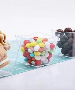 HIER_5410 Disposable Dinnerware 12 Pack 4oz Clear Angled Square Plastic Dessert Cups, Disposable Appetizer Cups