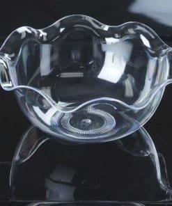 HIER_5420 Disposable Dinnerware 12 Pack 3oz Clear Round Blossom Plastic Dessert Bowls Disposable Appetizer Bowl