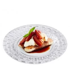 HIER_5441 10 Pack - 7" Clear Plastic Disposable Salad Dessert Round With Basketweave Rim