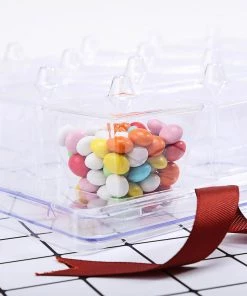 HIER_5410 Disposable Dinnerware 20 Pack - 3oz Clear Square Plastic Disposable Dessert Appetizer Cups With Serving Tray