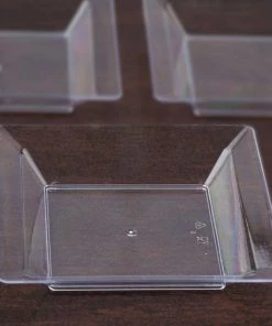 HIER_5410 12 Pack - 4" Clear Mini Square Plastic Appetizer Plates, Disposable Dessert Plates Disposable Dinnerware