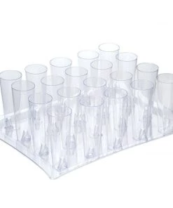 HIER_5410 20 Pack 4oz Clear Plastic Fluted Dessert Cups Disposable Appetizer Cups With Display Tray