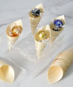 HIER_5410 Clear Acrylic Food Cone Display Stand | Jello Shot Syringes Tray Holder | 6