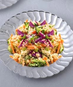 HIER_5441 Disposable Dinnerware 12 Pack - 9" Flared Rim Silver Plastic Disposable Dinner Plates - Round