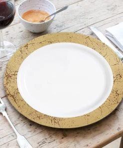 HIER_5440 10 Pack - 9" Gold Marble Rim White Plastic Disposable Dinner Plates - Round - Clearance SALE Disposable Dinnerware 21 HIER_5440 10 Pack - 9