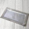 HIER_5442 4 Pack | 16" Silver Floral Edge Clear Plastic Disposable Serving Tray - Clearance SALE