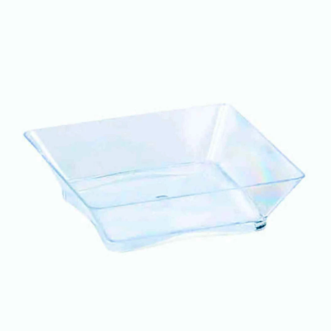 HIER_5410 50 Pack- 2" Mini Modern Plastic Disposable Appetizer Plates - Clear Disposable Dinnerware 12 HIER_5410 50 Pack- 2" Mini Modern Plastic Disposable Appetizer Plates - Clear Disposable Dinnerware