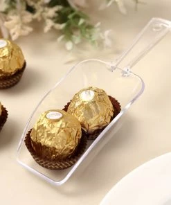 HIER_5460 Disposable Dinnerware 6 Pack - 6" Clear Plastic Scoop, Candy Scooper, Popcorn Scoop Spoon