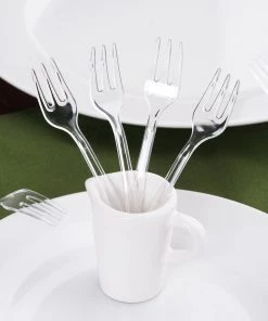 HIER_5460 Disposable Dinnerware 36 Pack - 4" Clear Mini Heavy Duty Plastic Forks, Dessert Forks Plastic Utensils