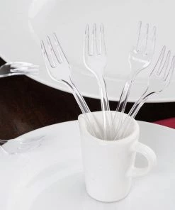 HIER_5460 Disposable Dinnerware 36 Pack - 4" Clear Mini Heavy Duty Plastic Forks, Dessert Forks Plastic Utensils