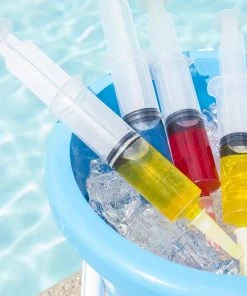 HIER_5460 24 Pack - 1.5oz Cocktail Party Plastic Disposable Jello Shot Syringes, Syringe Shooters With Pump For Adult Beverages